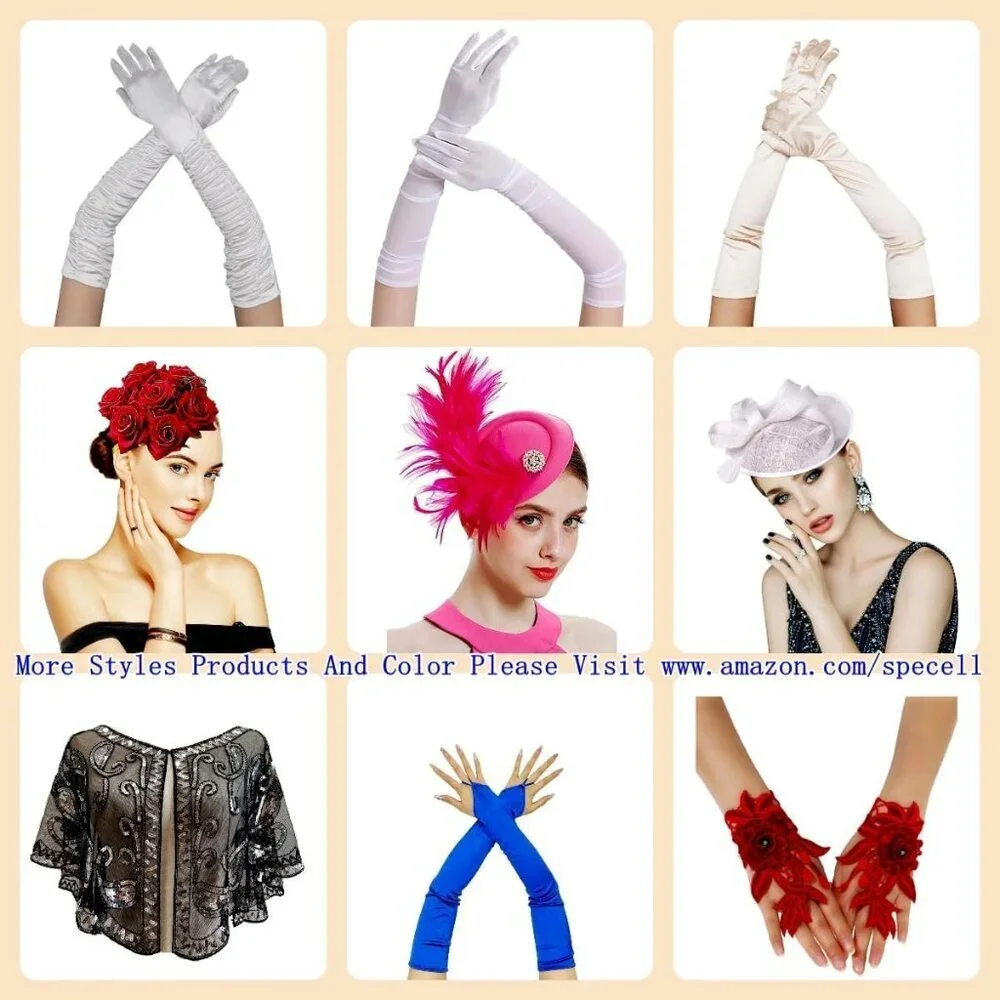 Women's A-Mesh-‌Red Rhinestone Sparkly Elbow Length Gloves Halloween Costumes